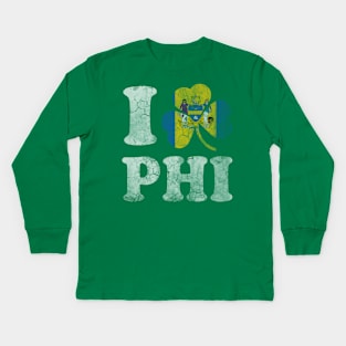 Philly Philadelphia Flag Shamrock Irish St Patricks Day Kids Long Sleeve T-Shirt